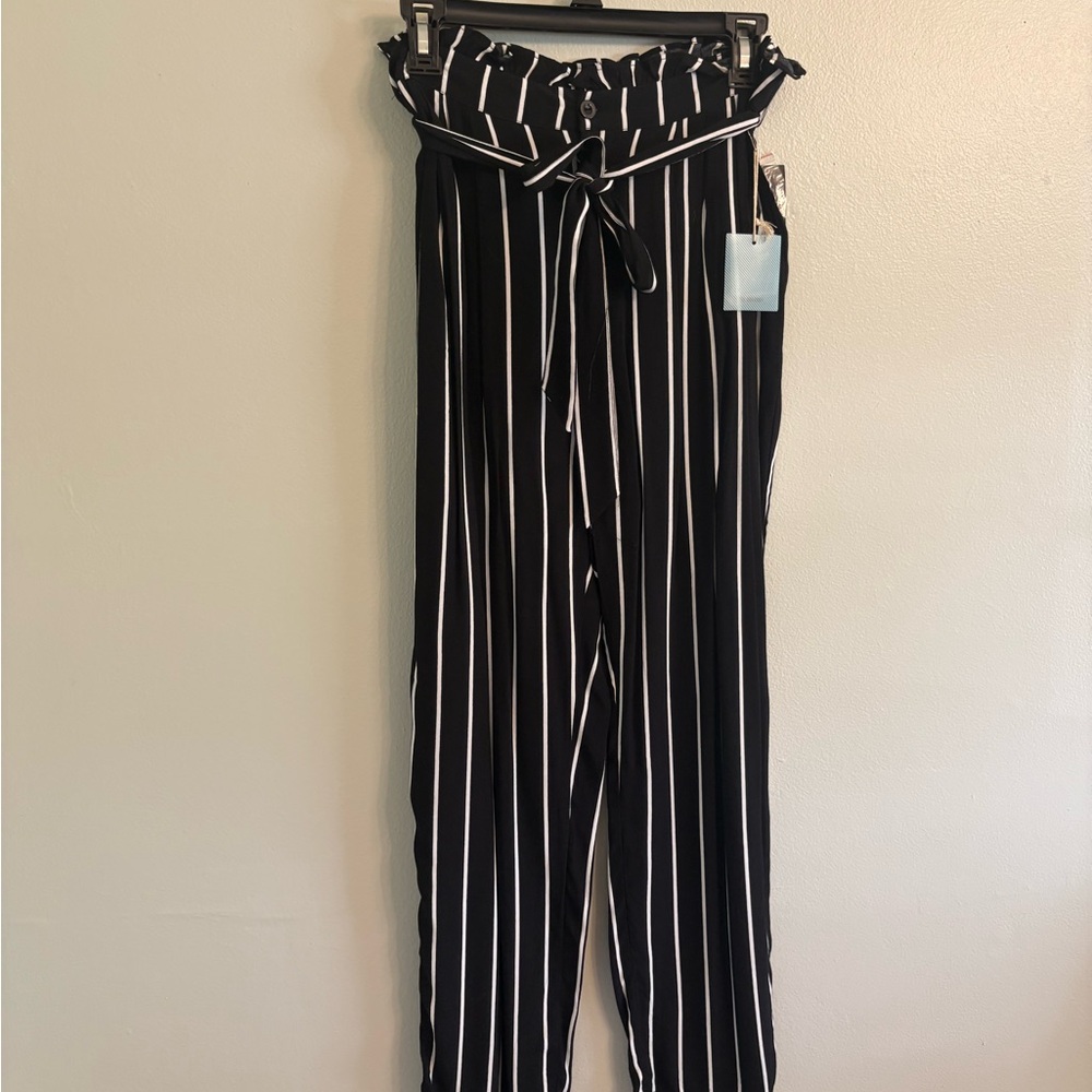 Striped Black and White Women's Pants